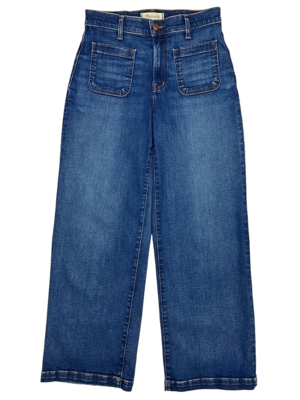 Madewell Emmett Wide Leg Jean 27P Petite Allentown Wash Patch Pocket Edition